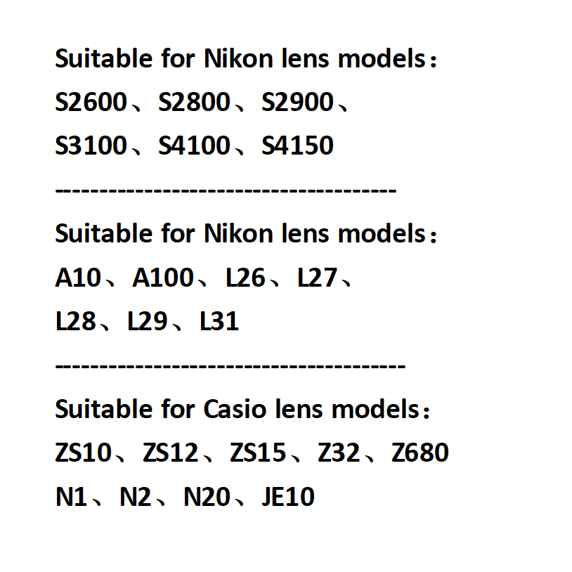 A10 A100 L26 L27 L28 L29 L31 S2600 S2800 S2900 S3100 S4100 S4150 Optical Zoom Lens without CCD for Nikon